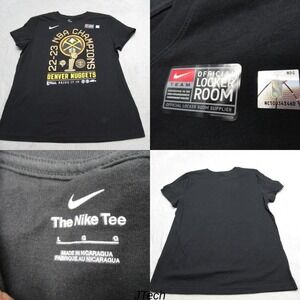 NBA Denver Nuggets Champions Shirt Womens Large Nike Tee Black Short Sleeve‎ NEW